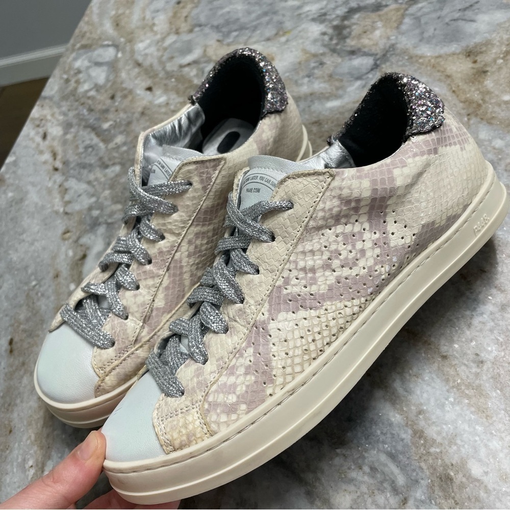 P448 John Women’s Sunset Snake Embossed Calf Skin Leather Sneakers EU 36
